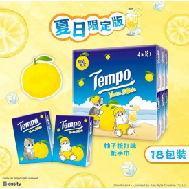 Tempo 得寶 夏日限定版 迷你紙手巾 柚子汽水味 18包