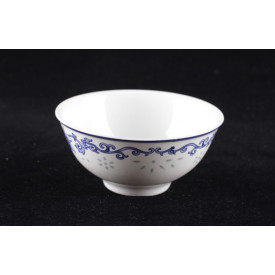 Blue & White China Lotus Translucent Pattern Curve Edge Bowl 4 inches