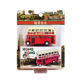 新興玩具　昔の香港バス（レッド）　ミニ版　プルバック式