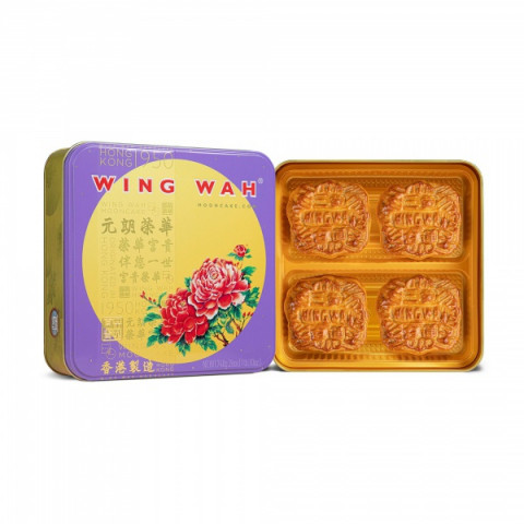 Wing Wah Cake Shop White Lotus Seed Paste Mooncake 3 Yolks 4 pieces