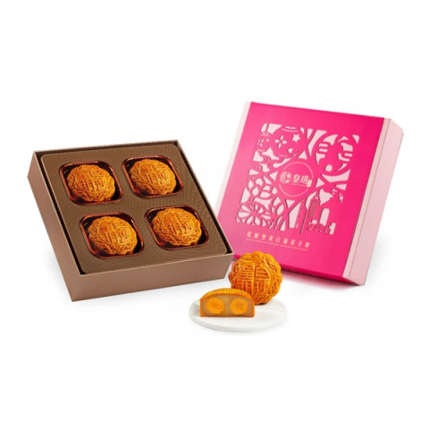 Imperial Patisserie Low Sugar Series Low Sugar White Lotus Seed Paste Mooncake with Two Yolks 4 pieces